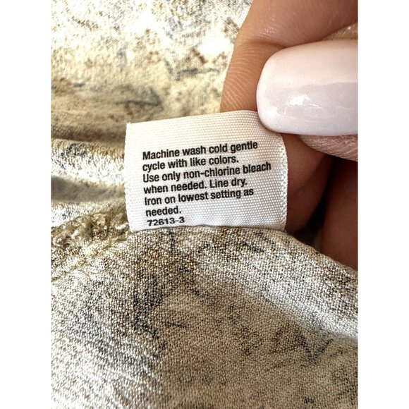 St Johns Beige Floral Blouse L Cottagecore 3/4 Sleeve Preppy Coastal Fall Autumn - Picture 5 of 8